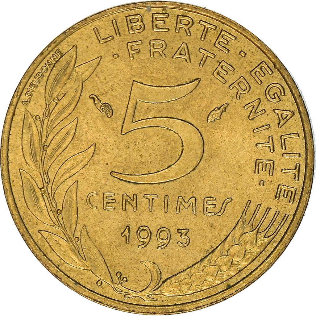 French Coin 5 Centimes | KM933 | France | 1966 - 2001