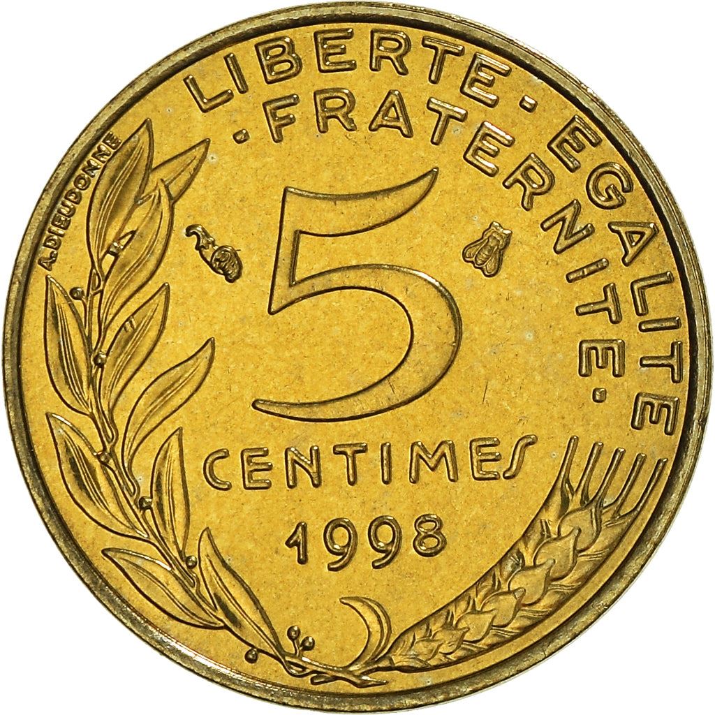 French Coin 5 Centimes | KM933 | France | 1966 - 2001