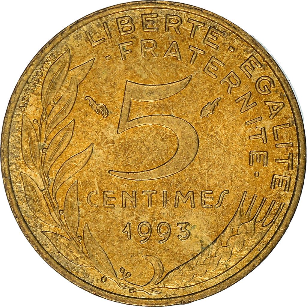 French Coin 5 Centimes | KM933 | France | 1966 - 2001