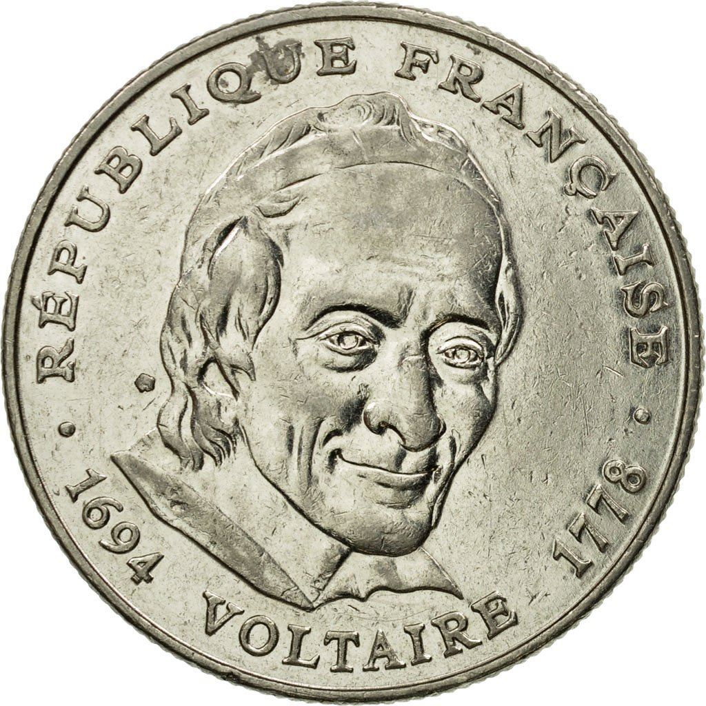 French Coin 5 Francs | Voltaire | KM1063 | France | 1994