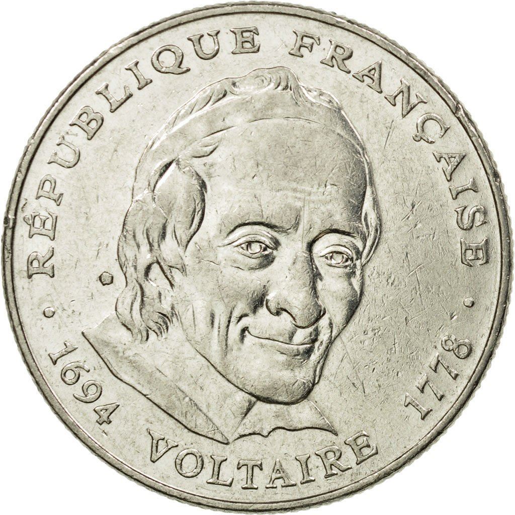 French Coin 5 Francs | Voltaire | KM1063 | France | 1994