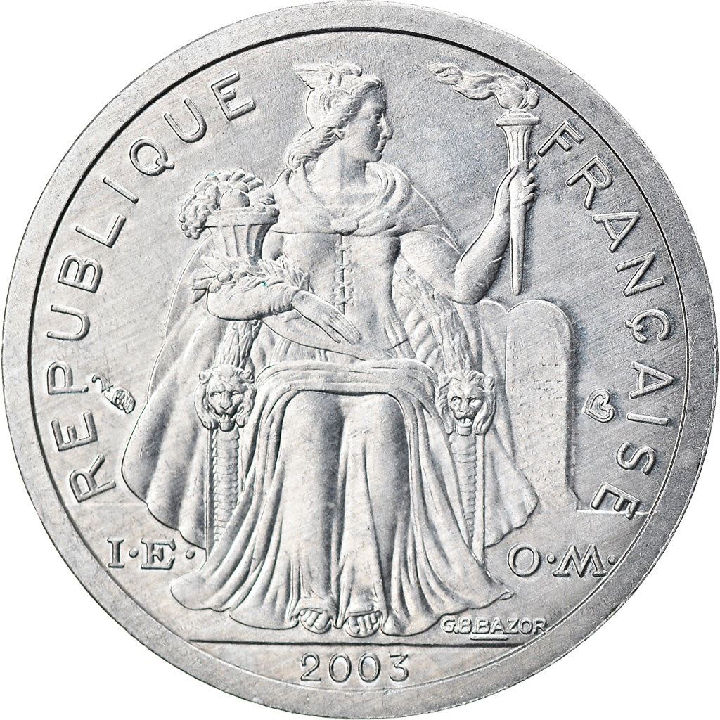 French Polynesia Coin French Polynesian 1 Franc | Liberty Sitting | Throne | Palm Tree | Sailboat | KM11 | 1975 - 2020