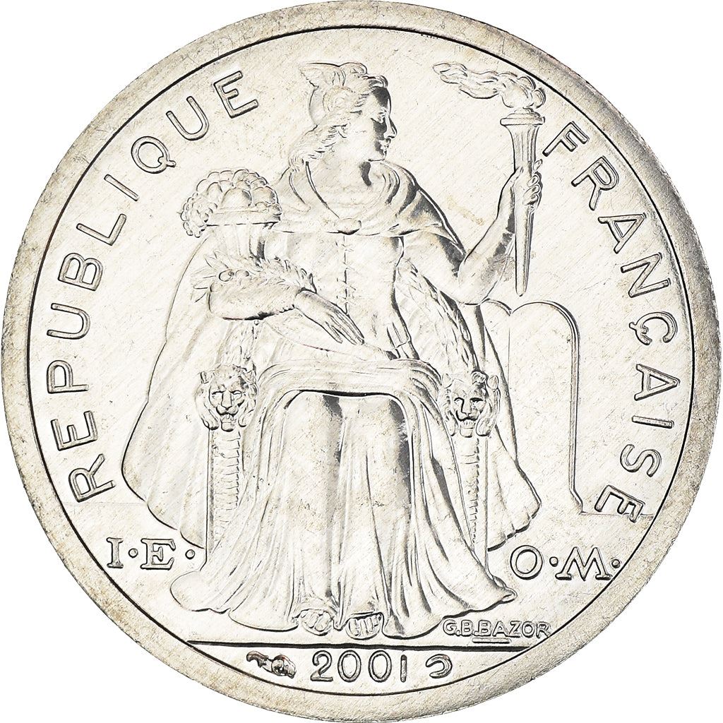 French Polynesia Coin French Polynesian 1 Franc | Liberty Sitting | Throne | Palm Tree | Sailboat | KM11 | 1975 - 2020