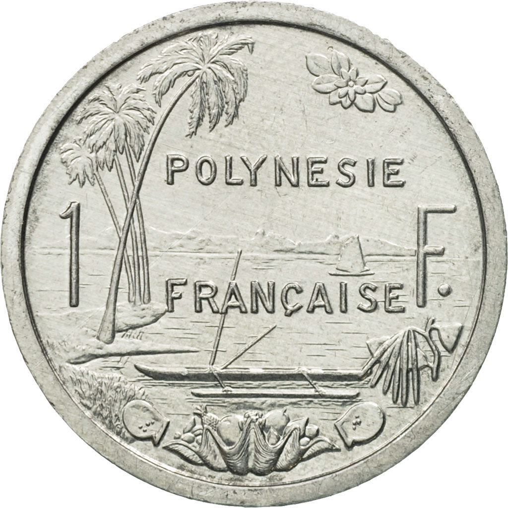 French Polynesia Coin French Polynesian 1 Franc | Liberty Sitting | Throne | Palm Tree | Sailboat | KM11 | 1975 - 2020