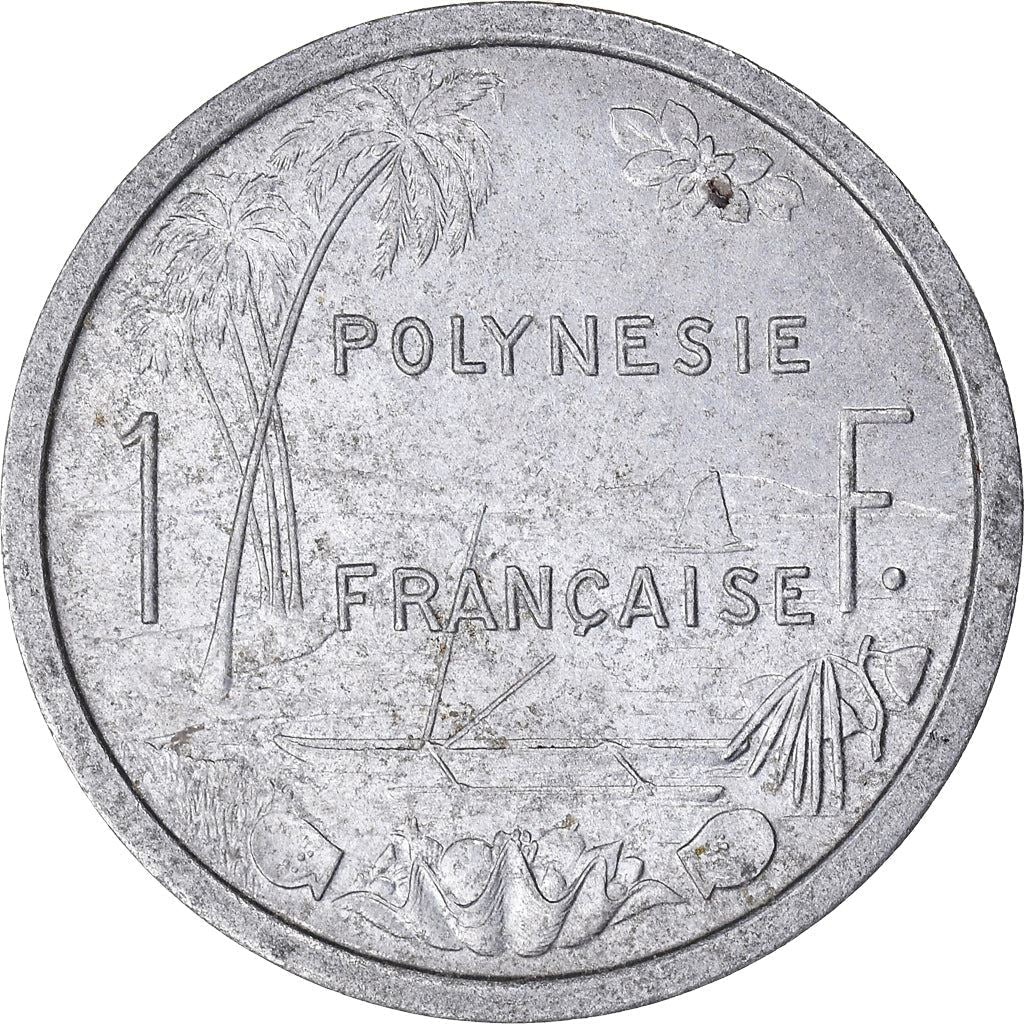 French Polynesia Coin French Polynesian 1 Franc | Liberty Sitting | Throne | Palm Tree | Sailboat | KM2 | 1965