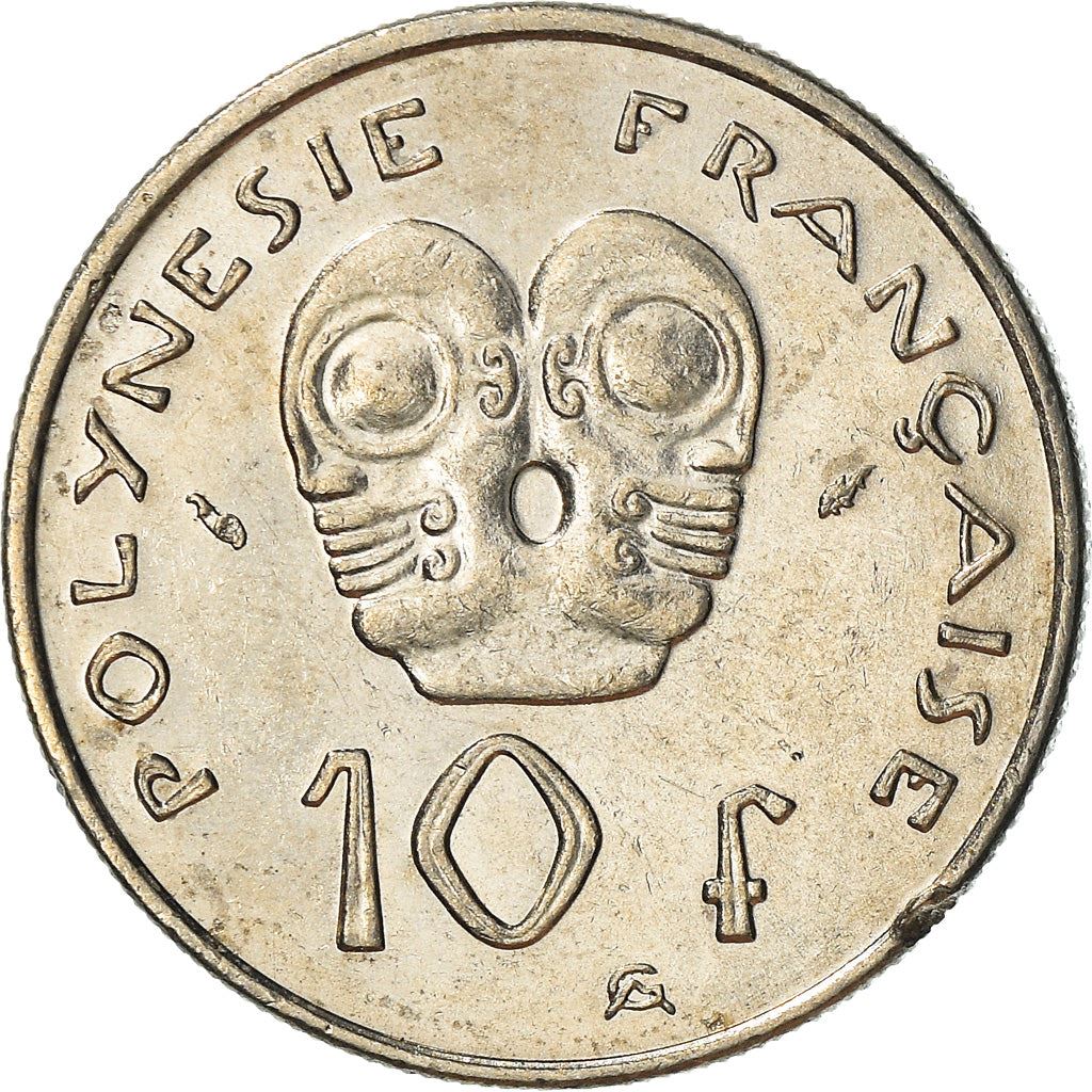 French Polynesia Coin French Polynesian 10 Francs | Marianne | Phrygian Cap | Tribal Mask | KM8 | 1972 - 2005