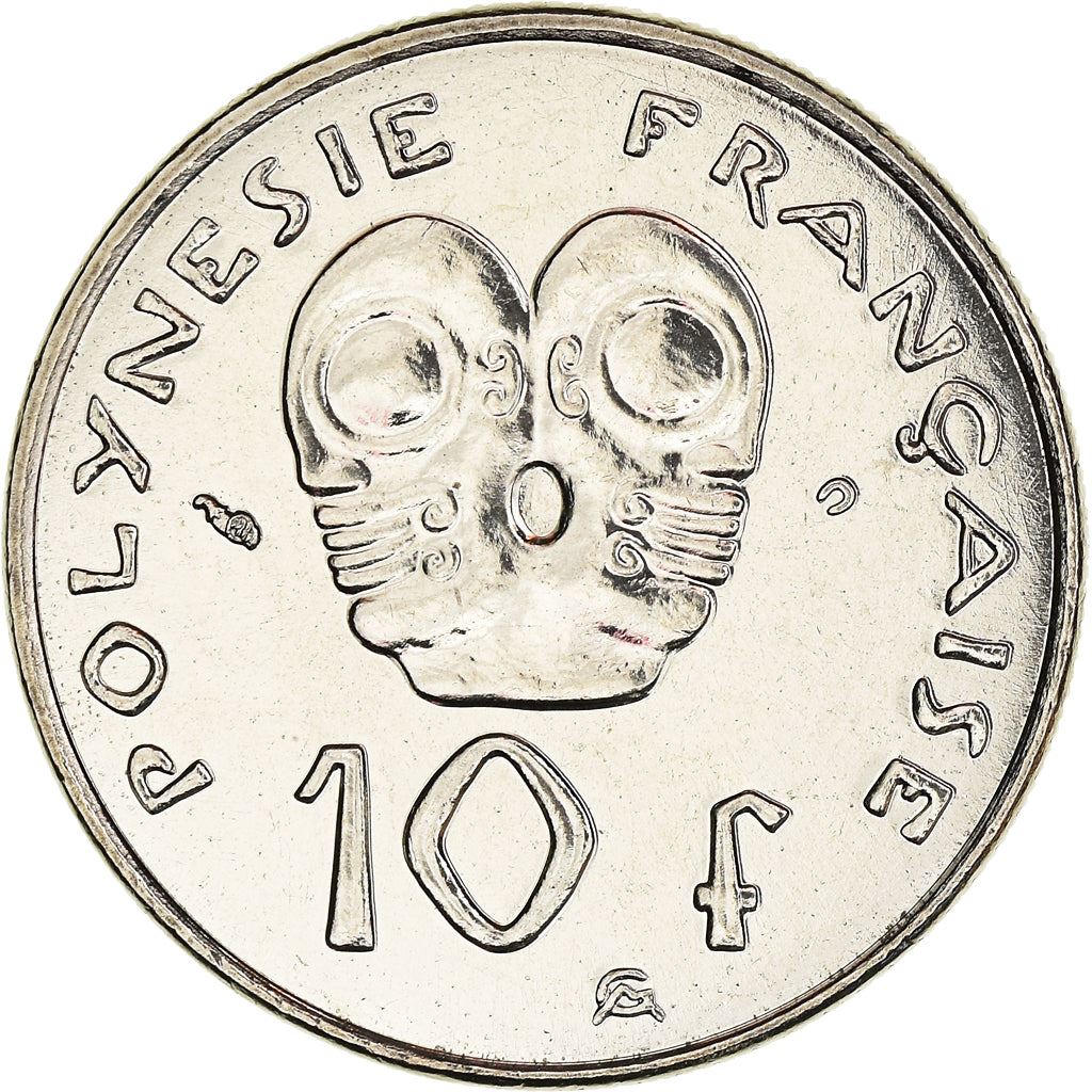 French Polynesia Coin French Polynesian 10 Francs | Marianne | Phrygian Cap | Tribal Mask | KM8 | 1972 - 2005