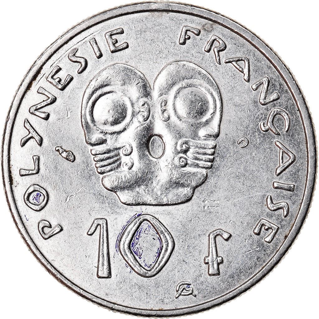 French Polynesia Coin French Polynesian 10 Francs | Marianne | Phrygian Cap | Tribal Mask | KM8 | 1972 - 2005