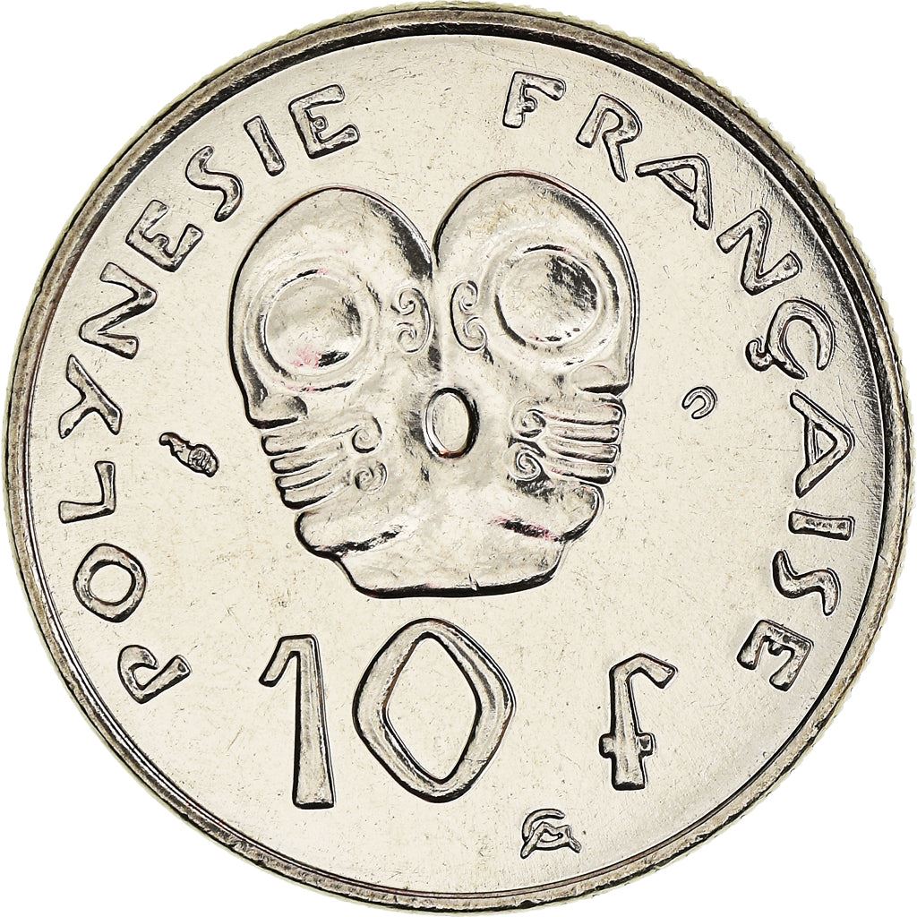 French Polynesia Coin French Polynesian 10 Francs | Marianne | Phrygian Cap | Tribal Mask | KM8 | 1972 - 2005