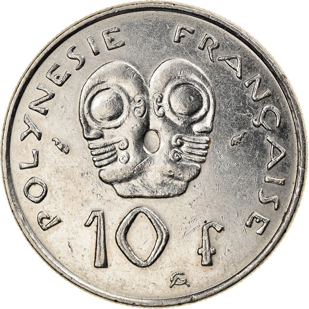 French Polynesia Coin French Polynesian 10 Francs | Marianne | Phrygian Cap | Tribal Mask | KM8 | 1972 - 2005