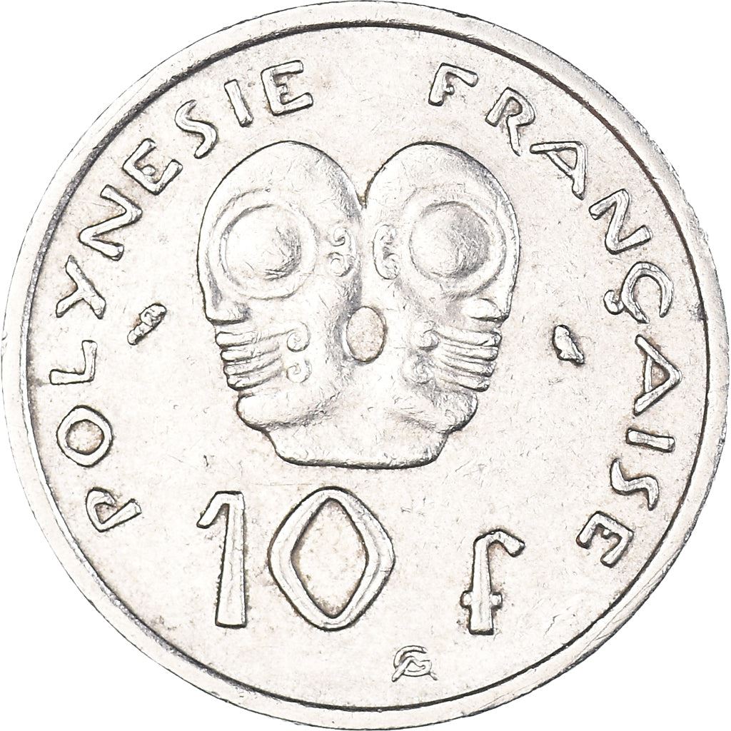 French Polynesia Coin French Polynesian 10 Francs | Marianne | Phrygian Cap | Tribal Mask | KM8 | 1972 - 2005