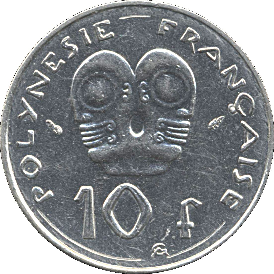 French Polynesia Coin French Polynesian 10 Francs | Marianne | Phrygian Cap | Tribal Mask | KM8 | 1972 - 2005