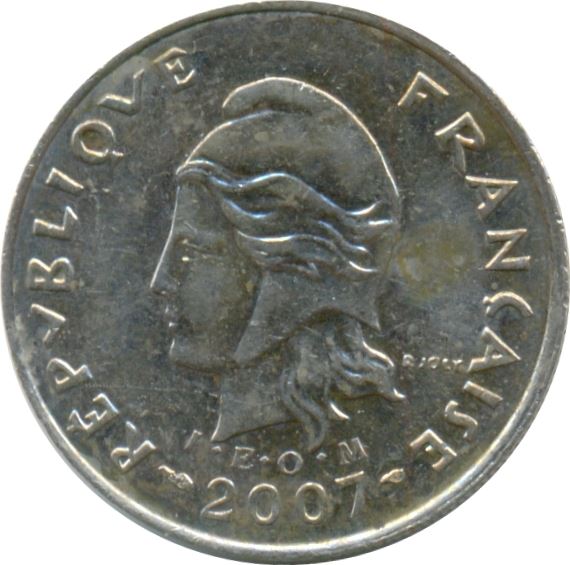 French Polynesia Coin French Polynesian 10 Francs | Marianne | Phrygian Cap | Tribal Mask | KM8a | 2006 - 2020