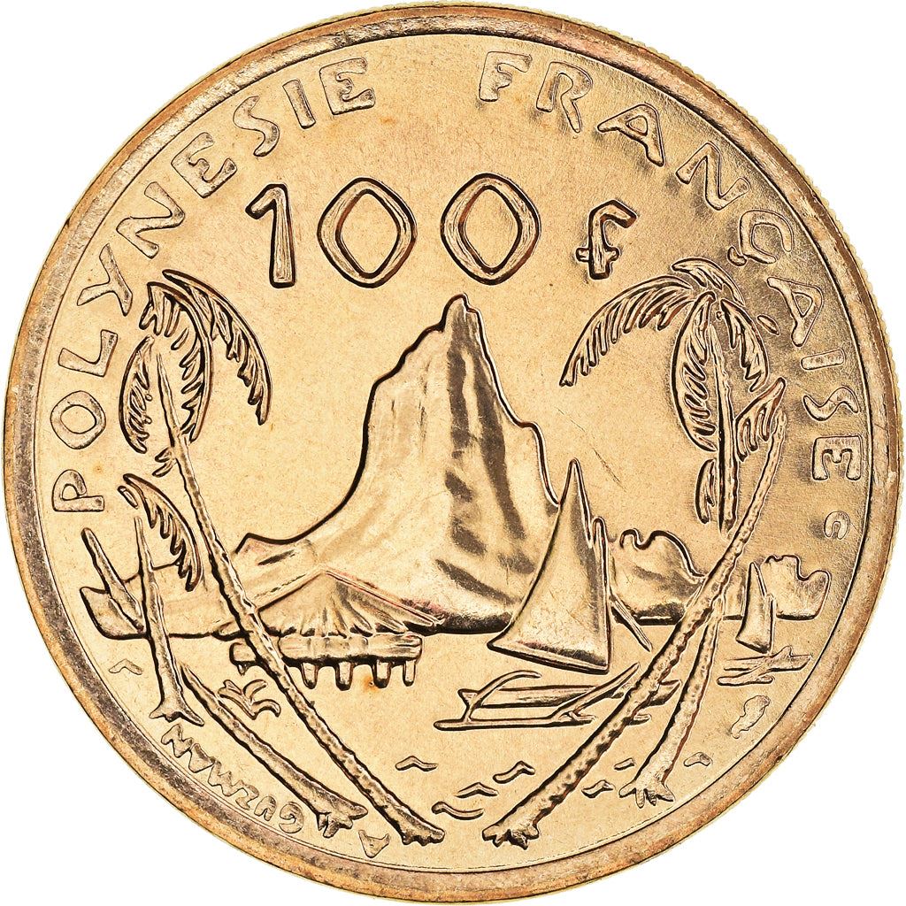 French Polynesia Coin French Polynesian 100 Francs | Marianne | Phrygian Cap | Moorea Harbor | KM14 | 1976 - 2005