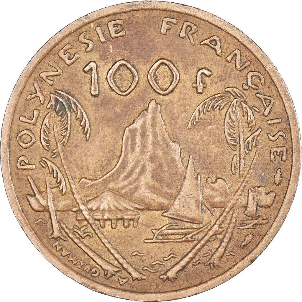 French Polynesia Coin French Polynesian 100 Francs | Marianne | Phrygian Cap | Moorea Harbor | KM14 | 1976 - 2005