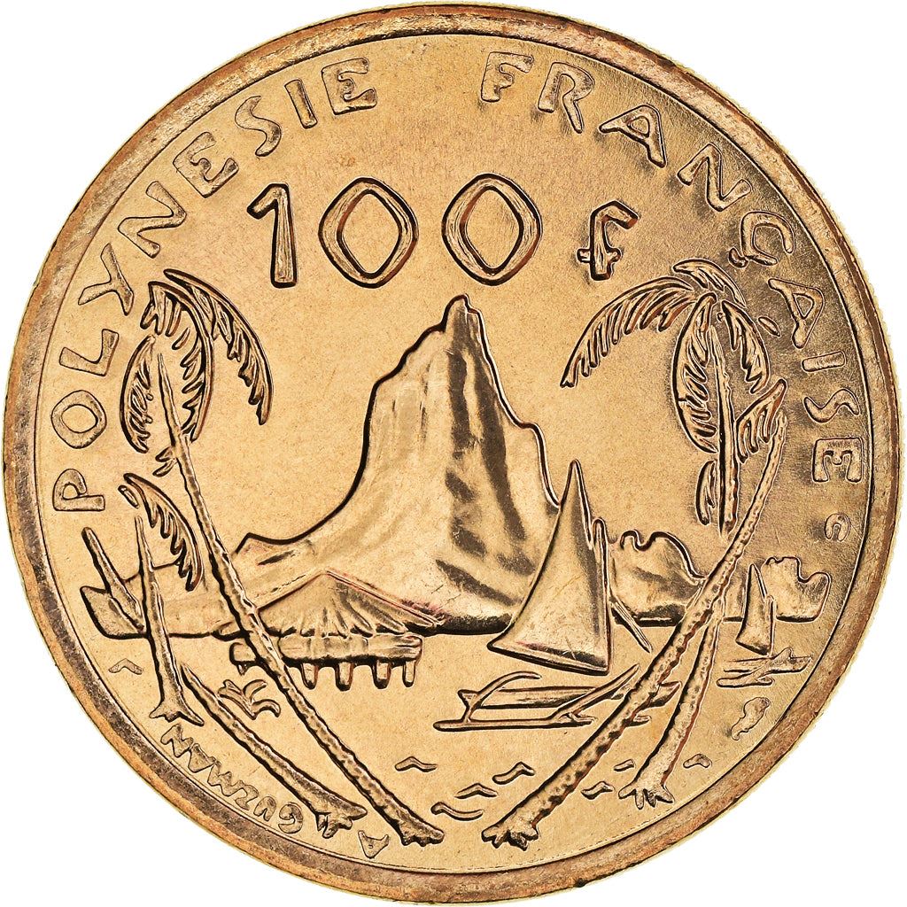 French Polynesia Coin French Polynesian 100 Francs | Marianne | Phrygian Cap | Moorea Harbor | KM14 | 1976 - 2005