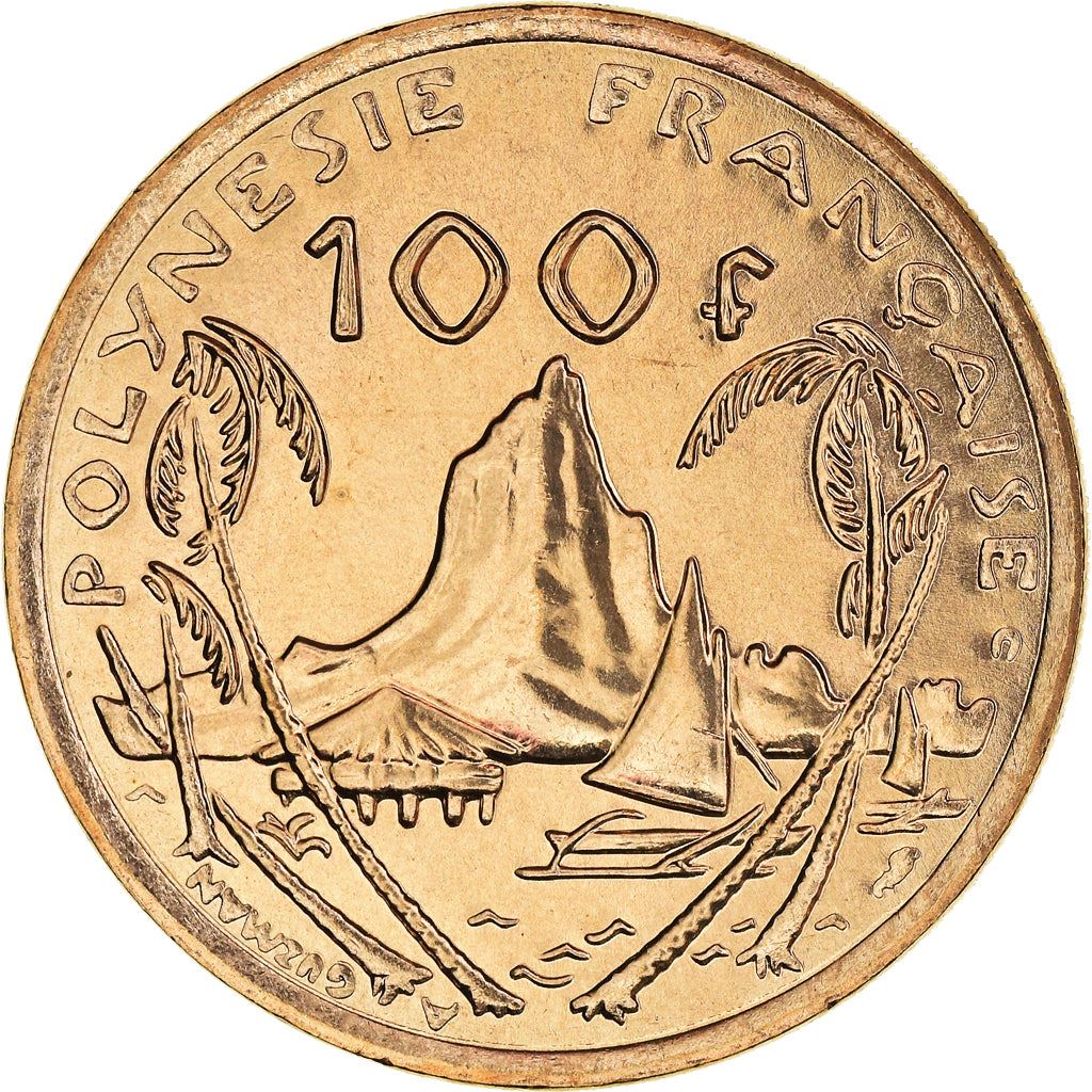 French Polynesia Coin French Polynesian 100 Francs | Marianne | Phrygian Cap | Moorea Harbor | KM14 | 1976 - 2005