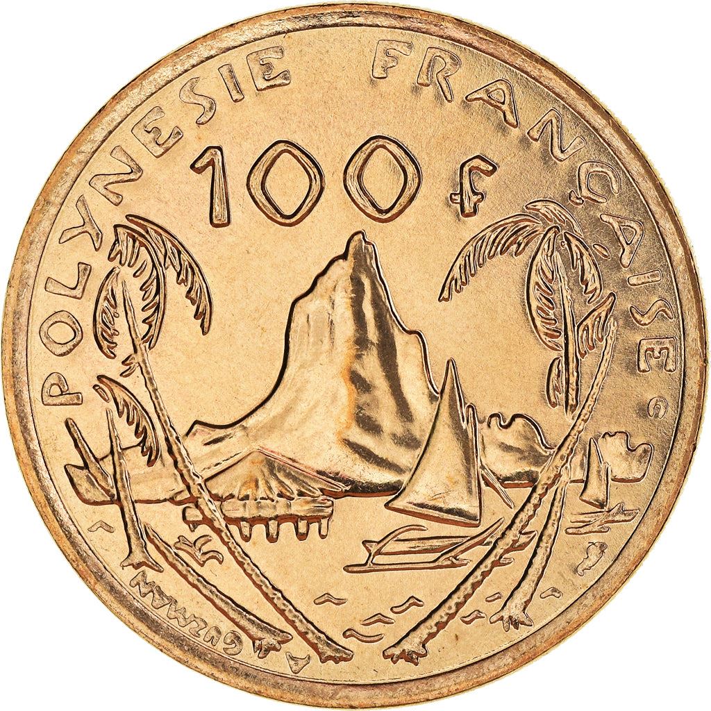 French Polynesia Coin French Polynesian 100 Francs | Marianne | Phrygian Cap | Moorea Harbor | KM14 | 1976 - 2005