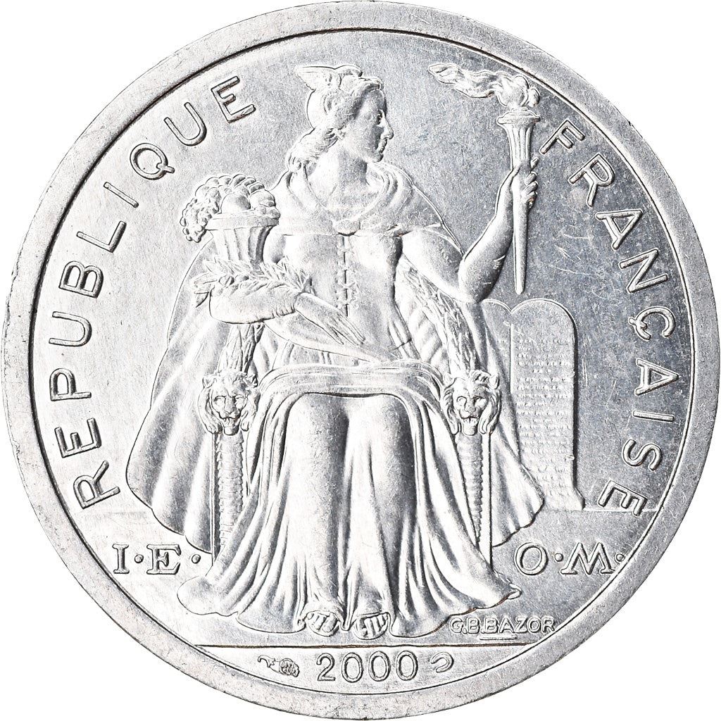 French Polynesia Coin French Polynesian 2 Francs | Liberty Sitting | Throne | Palm Tree | Sailboat | KM10 | 1973 - 2020