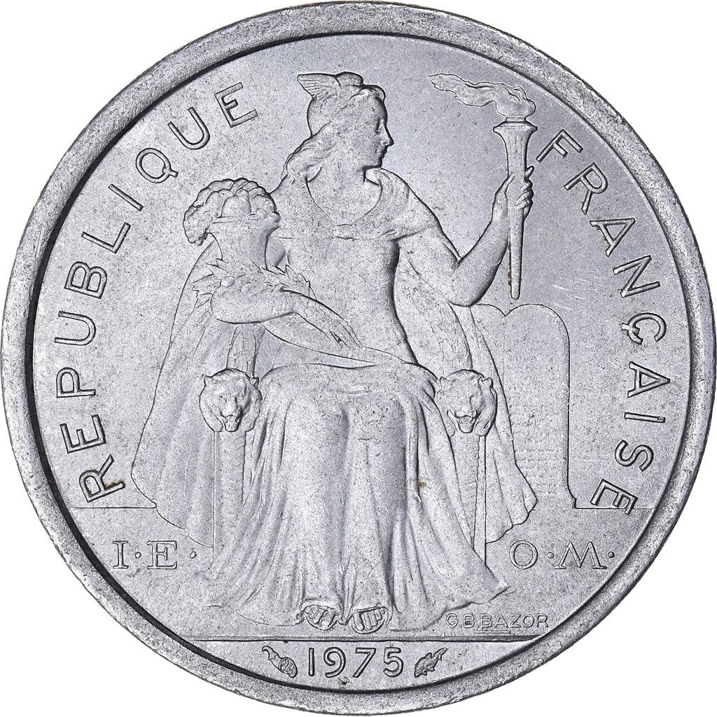 French Polynesia Coin French Polynesian 2 Francs | Liberty Sitting | Throne | Palm Tree | Sailboat | KM10 | 1973 - 2020