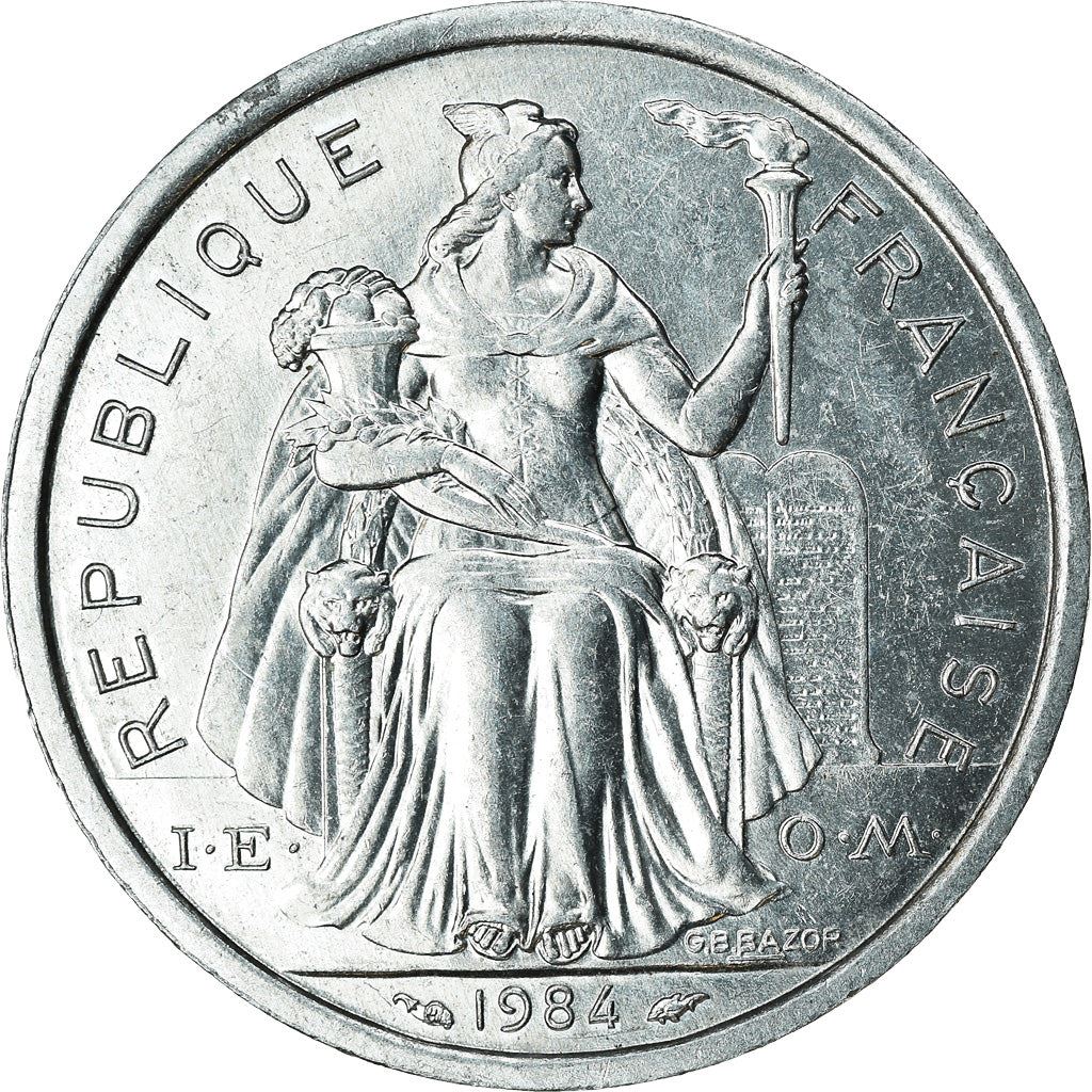 French Polynesia Coin French Polynesian 2 Francs | Liberty Sitting | Throne | Palm Tree | Sailboat | KM10 | 1973 - 2020