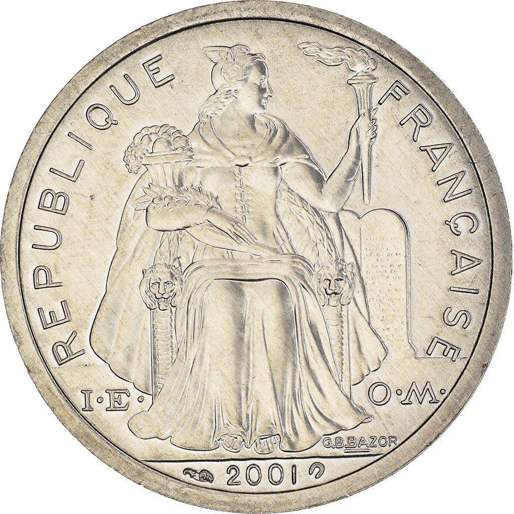 French Polynesia Coin French Polynesian 2 Francs | Liberty Sitting | Throne | Palm Tree | Sailboat | KM10 | 1973 - 2020