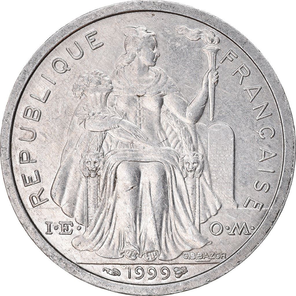 French Polynesia Coin French Polynesian 2 Francs | Liberty Sitting | Throne | Palm Tree | Sailboat | KM10 | 1973 - 2020