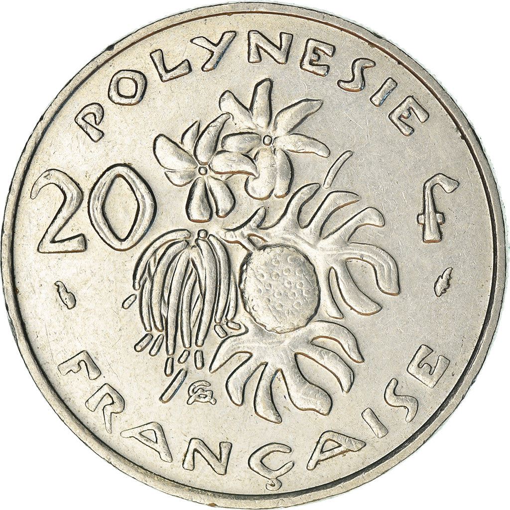 French Polynesia Coin French Polynesian 20 Francs | Marianne | Phrygian Cap | Flowers | KM9 | 1972 - 2005