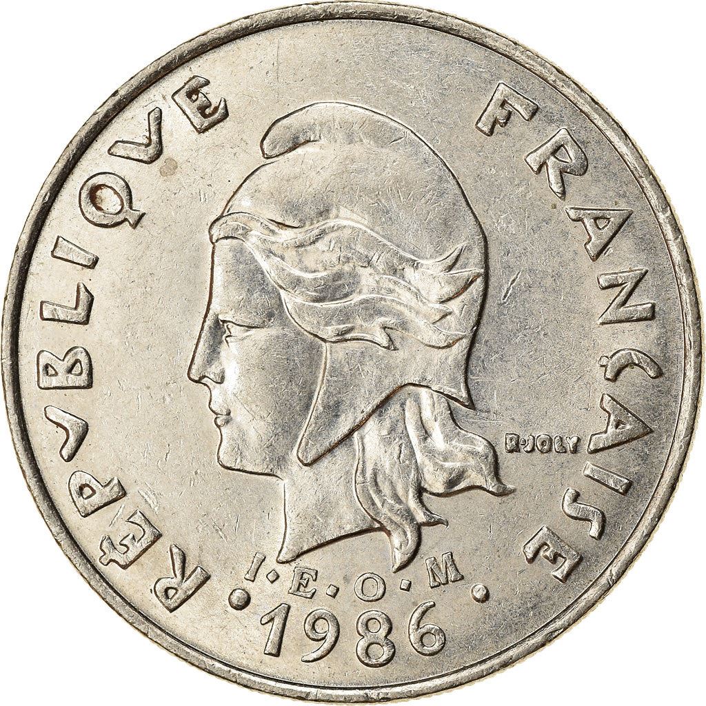 French Polynesia Coin French Polynesian 20 Francs | Marianne | Phrygian Cap | Flowers | KM9 | 1972 - 2005