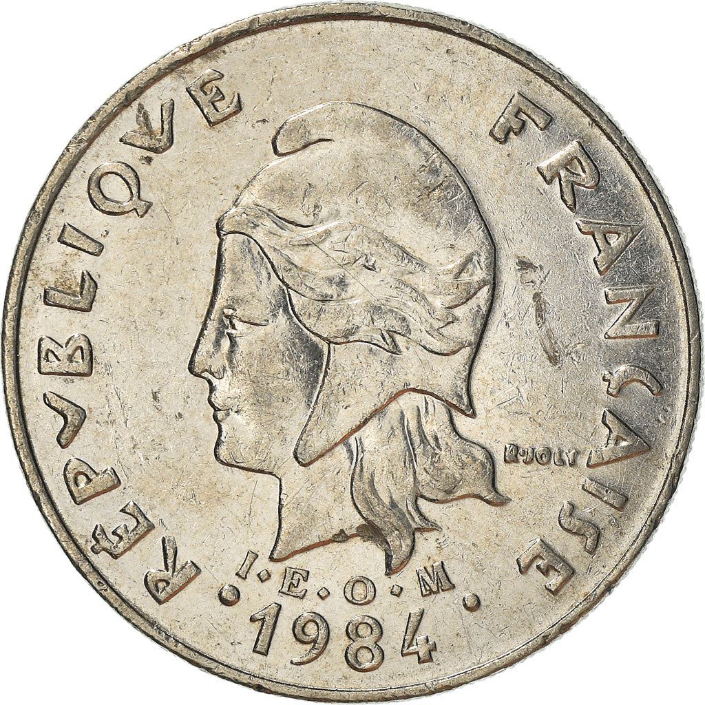 French Polynesia Coin French Polynesian 20 Francs | Marianne | Phrygian Cap | Flowers | KM9 | 1972 - 2005