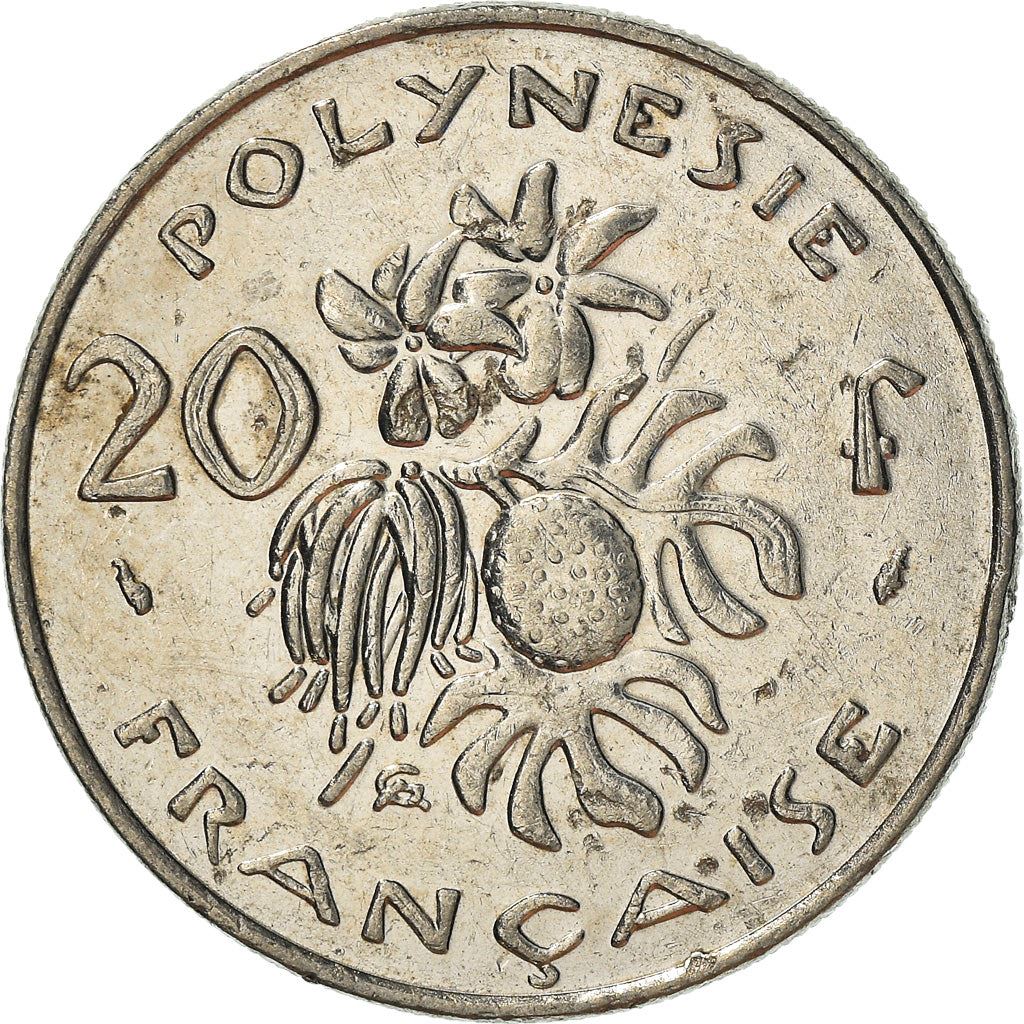 French Polynesia Coin French Polynesian 20 Francs | Marianne | Phrygian Cap | Flowers | KM9 | 1972 - 2005