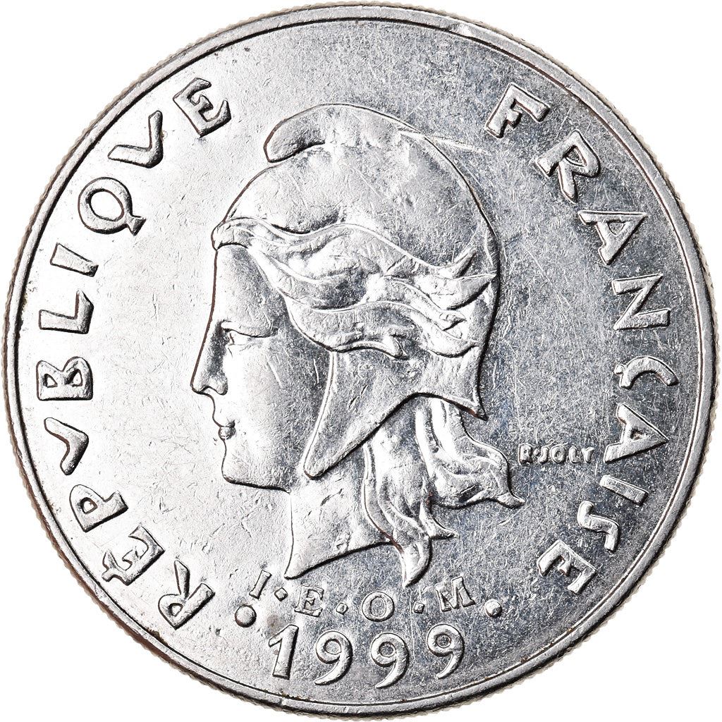 French Polynesia Coin French Polynesian 20 Francs | Marianne | Phrygian Cap | Flowers | KM9 | 1972 - 2005