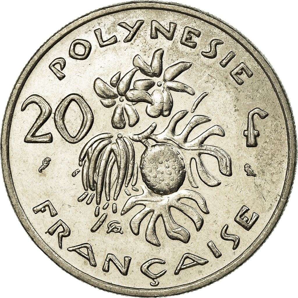 French Polynesia Coin French Polynesian 20 Francs | Marianne | Phrygian Cap | Flowers | KM9 | 1972 - 2005