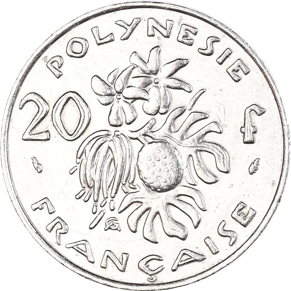 French Polynesia Coin French Polynesian 20 Francs | Marianne | Phrygian Cap | Flowers | KM9 | 1972 - 2005