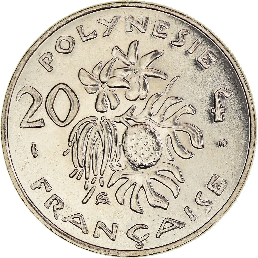 French Polynesia Coin French Polynesian 20 Francs | Marianne | Phrygian Cap | Flowers | KM9 | 1972 - 2005