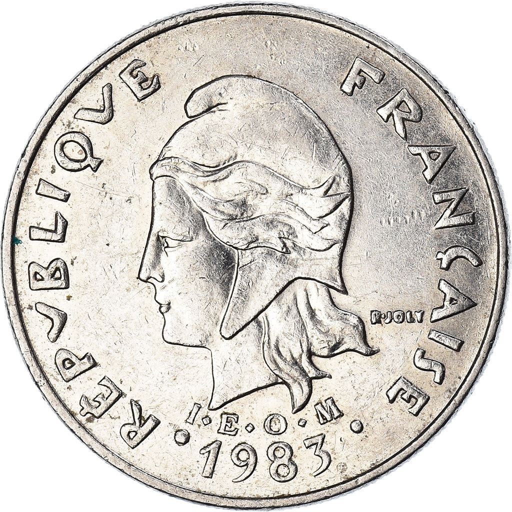 French Polynesia Coin French Polynesian 20 Francs | Marianne | Phrygian Cap | Flowers | KM9 | 1972 - 2005