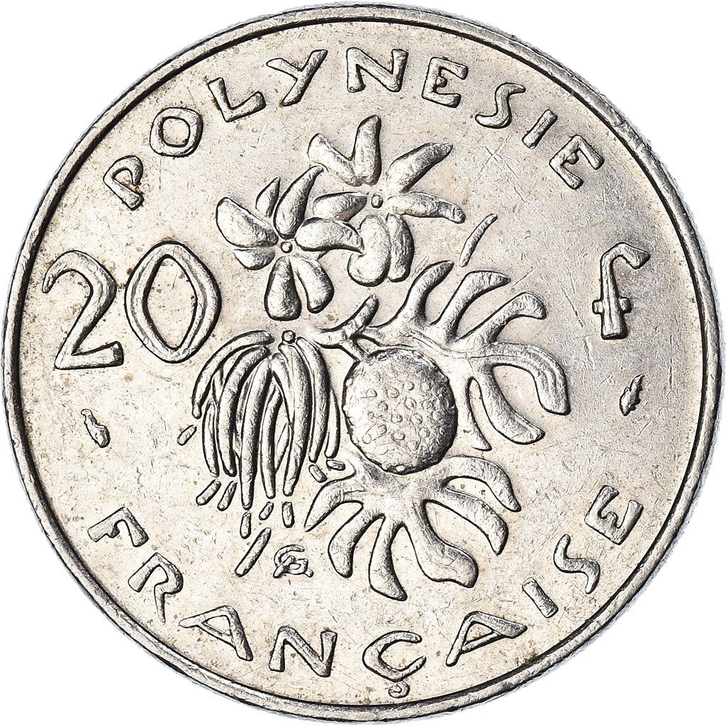 French Polynesia Coin French Polynesian 20 Francs | Marianne | Phrygian Cap | Flowers | KM9 | 1972 - 2005