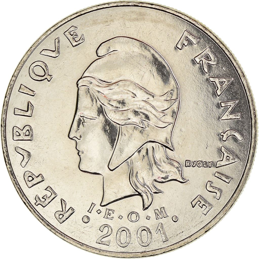 French Polynesia Coin French Polynesian 20 Francs | Marianne | Phrygian Cap | Flowers | KM9 | 1972 - 2005