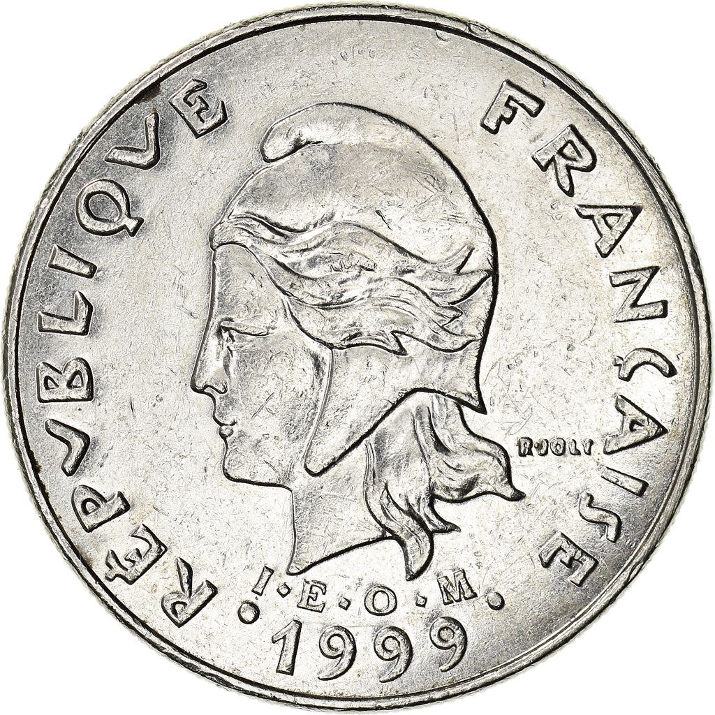 French Polynesia Coin French Polynesian 20 Francs | Marianne | Phrygian Cap | Flowers | KM9 | 1972 - 2005