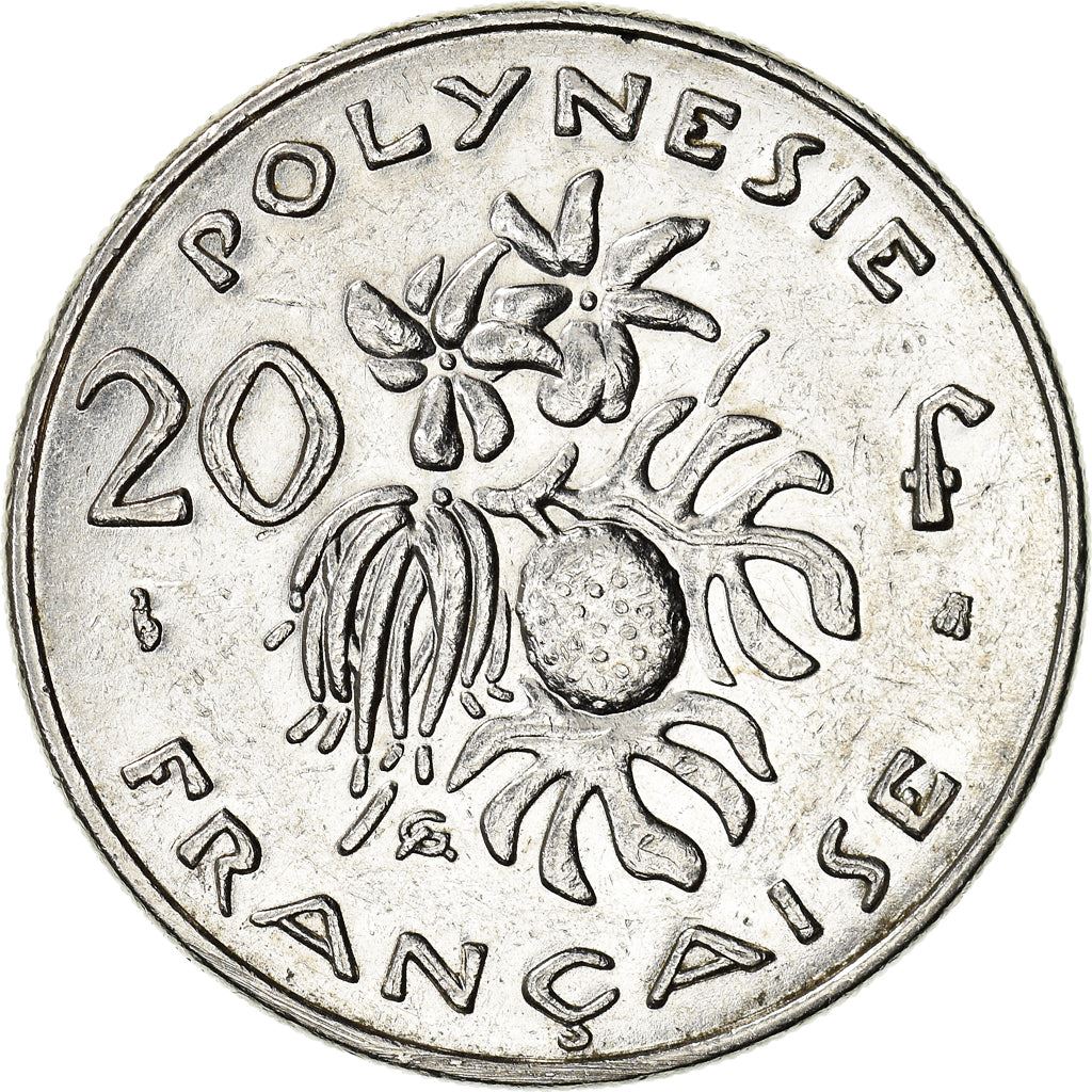 French Polynesia Coin French Polynesian 20 Francs | Marianne | Phrygian Cap | Flowers | KM9 | 1972 - 2005