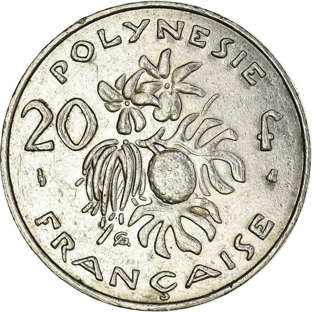 French Polynesia Coin French Polynesian 20 Francs | Marianne | Phrygian Cap | Flowers | KM9 | 1972 - 2005