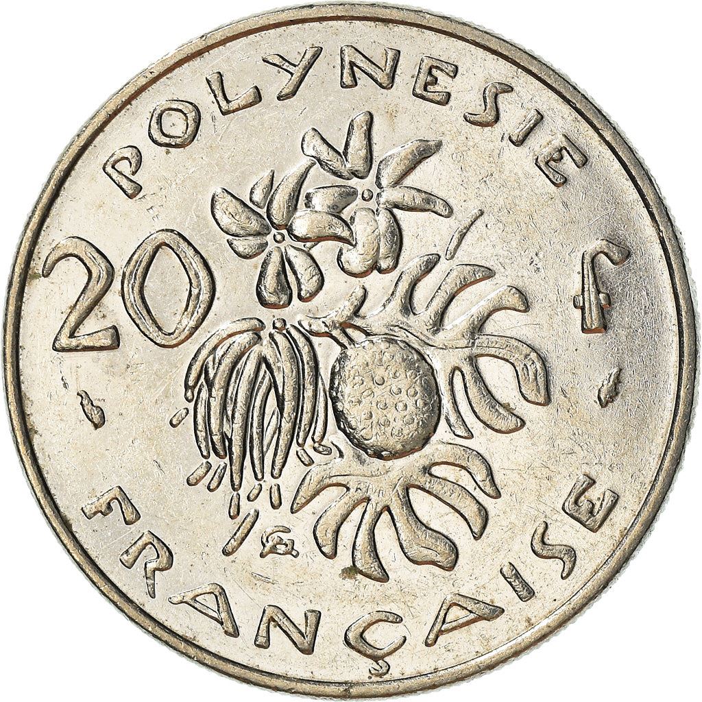 French Polynesia Coin French Polynesian 20 Francs | Marianne | Phrygian Cap | Flowers | KM9 | 1972 - 2005