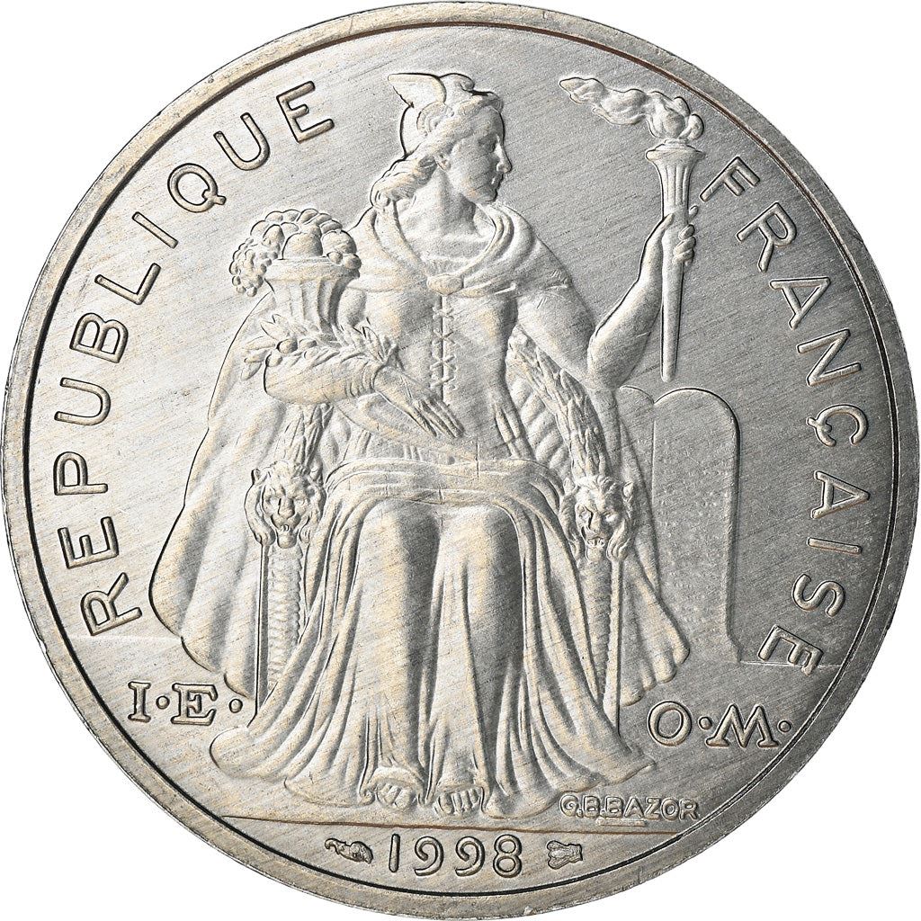 French Polynesia Coin French Polynesian 5 Francs | Liberty Sitting | Throne | Palm Tree | Sailboat | KM12 | 1975 - 2020