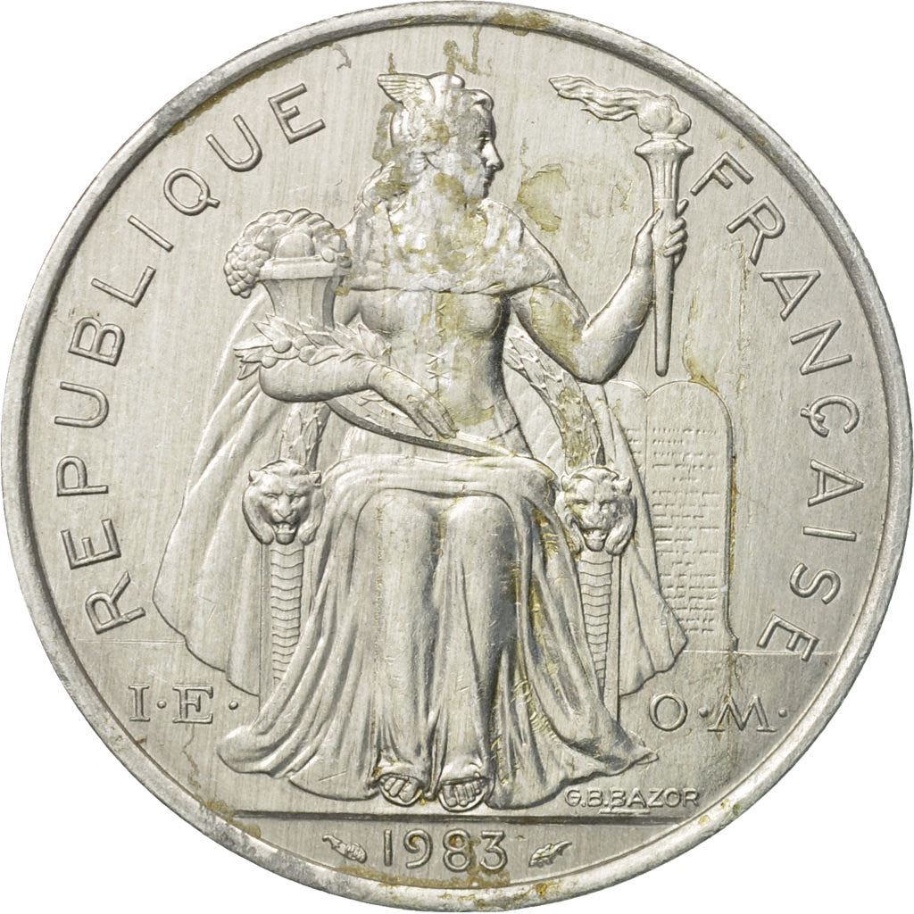 French Polynesia Coin French Polynesian 5 Francs | Liberty Sitting | Throne | Palm Tree | Sailboat | KM12 | 1975 - 2020