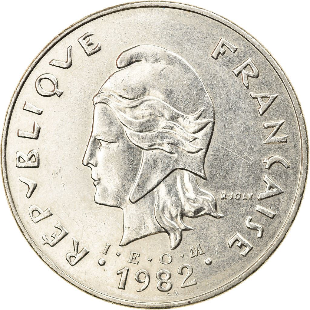 French Polynesia Coin French Polynesian 50 Francs | Marianne | Phrygian Cap | Moorea Harbor | KM13 | 1975 - 2005