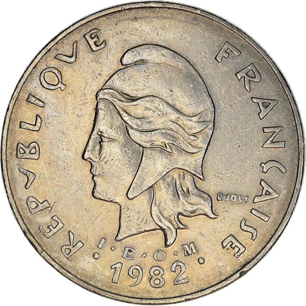 French Polynesia Coin French Polynesian 50 Francs | Marianne | Phrygian Cap | Moorea Harbor | KM13 | 1975 - 2005