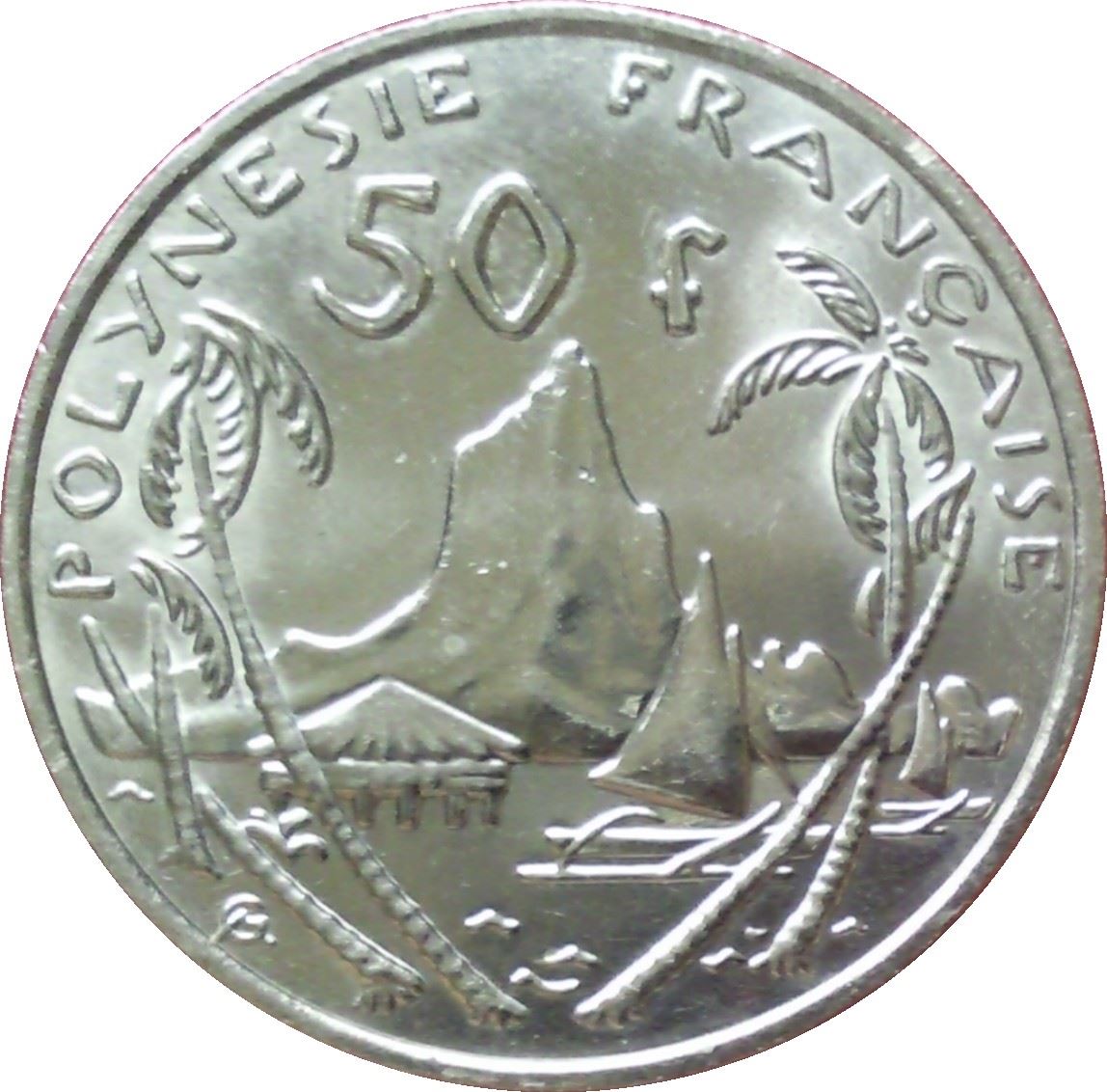 French Polynesia Coin French Polynesian 50 Francs | Marianne | Phrygian Cap | Moorea Harbor | KM13a | 2006 - 2019