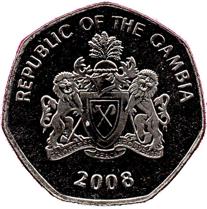 Gambia 1 Dalasi Coin | Crocodile | KM59a | 2008 - 2016