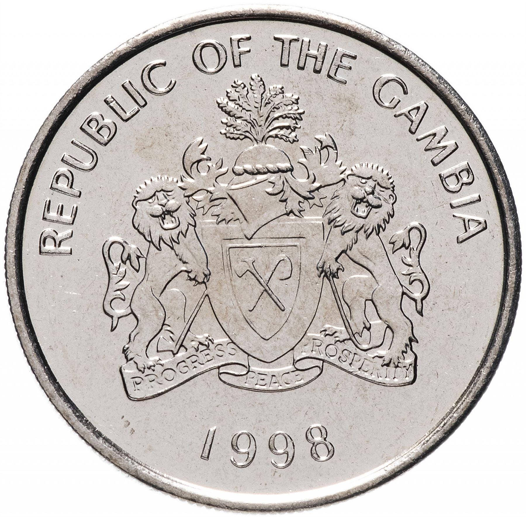 Gambia 25 Bututs Coin | Oil Palm | KM57 | 1998