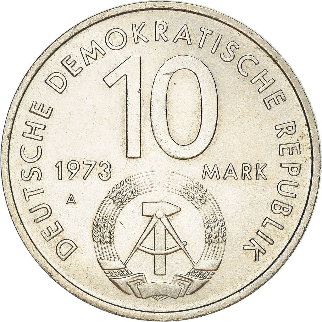 German Democratic Republic 10 Mark Coin | Globe | Youth Festival | KM44 | 1973